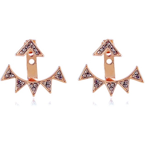 🔵𝟲𝟱%𝗢𝗙𝗙 𝗯𝘂𝗻𝗱𝗹𝗲𝘀 𝟯+🔵 NEW Rhinestone Spiked Jacket Earrings - Picture 6 of 12